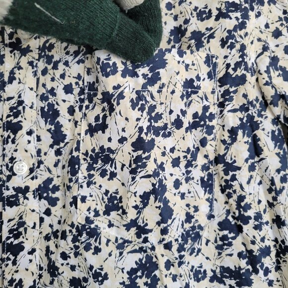 H&M Men's Ivory Blue Pattern Standard Cut Cotton Button Down Long Sleeve Shirt M - Picture 5 of 12